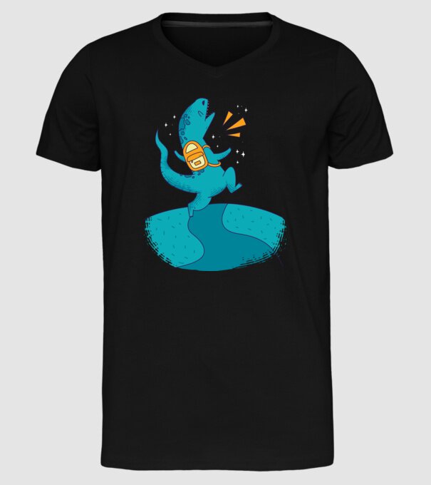 Dinozaur școlar model negru pe tricou
