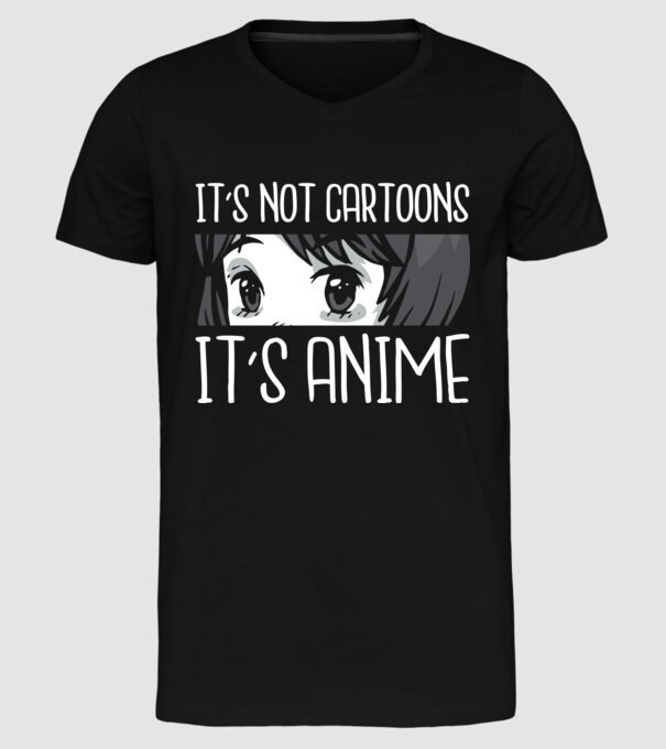 'It''s not cartoons it''s anime' model negru pe tricou