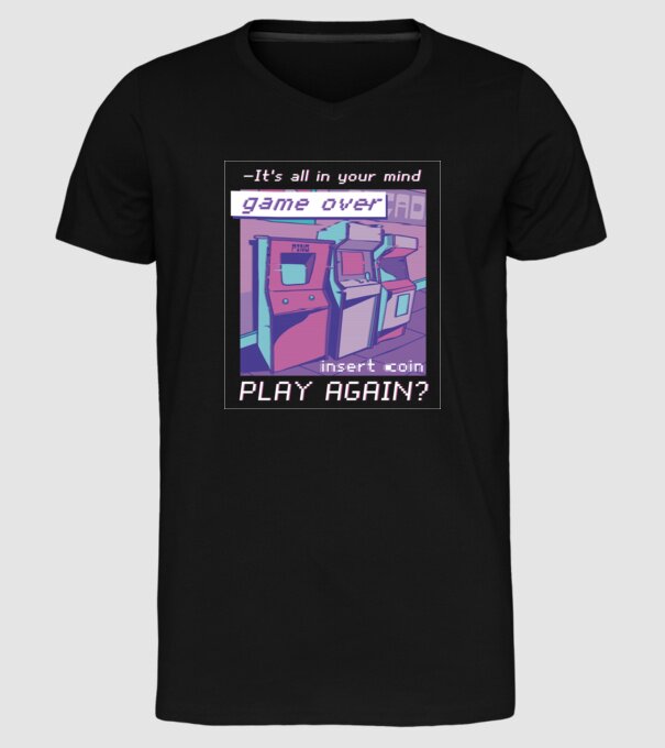 Sala de jocuri Retro Arcade model negru pe tricou