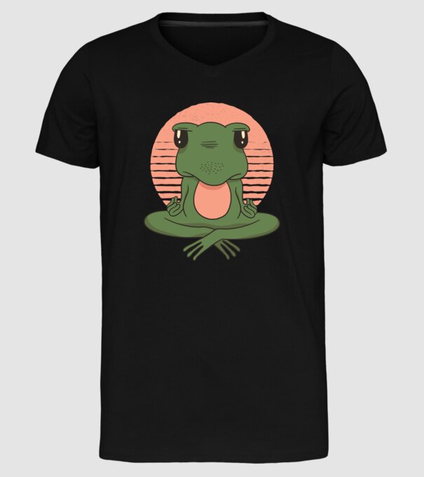 Yoga Broască model negru pe tricou