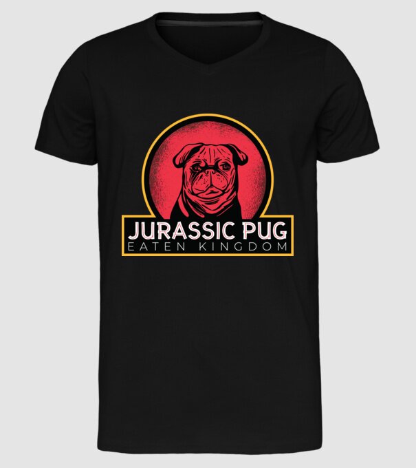 Jurassic Pug Tricou cu mops model negru pe tricou
