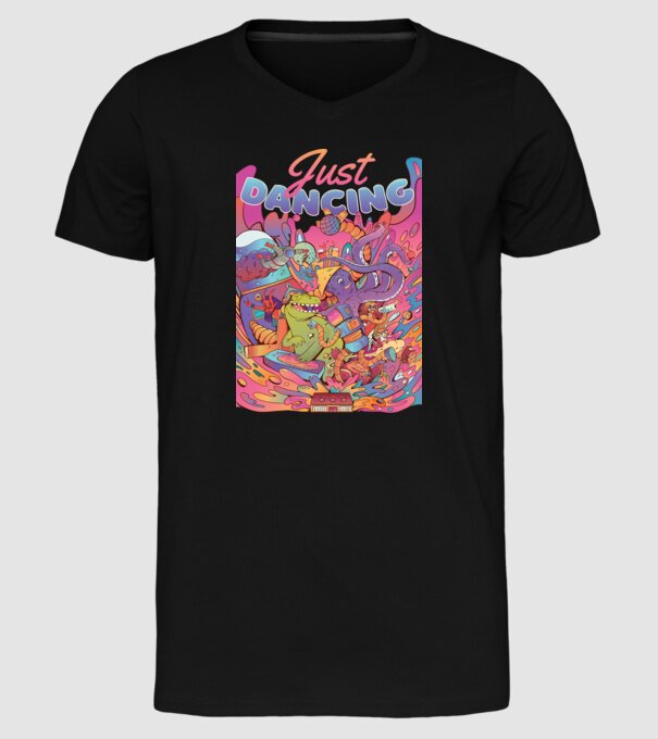 Just Dancing Fulgi de cereale model negru pe tricou