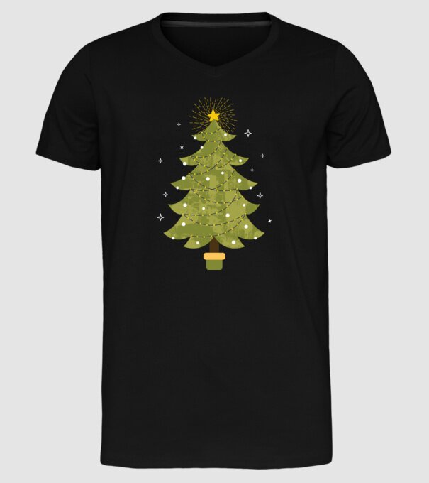 Pom de Crăciun model negru pe tricou