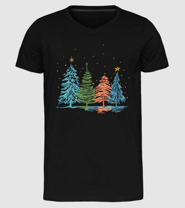 Pom de Crăciun desen model negru pe tricou
