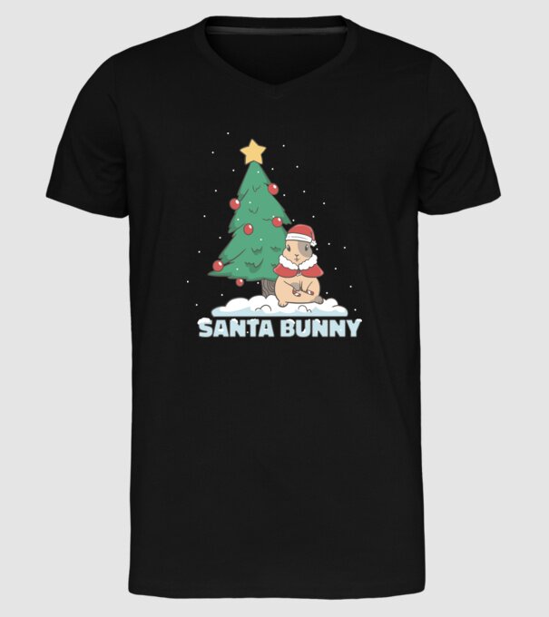 Iepuraș de Crăciun model negru pe tricou
