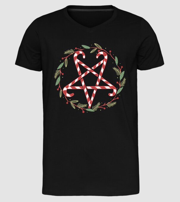 Pentagrama de Crăciun model negru pe tricou