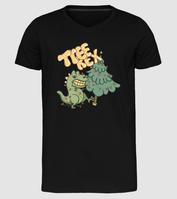 T-rex de Crăciun model negru pe tricou