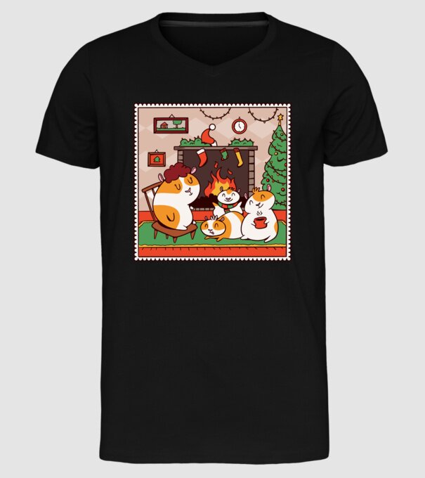 Porcușori de Guineea de Crăciun model negru pe tricou