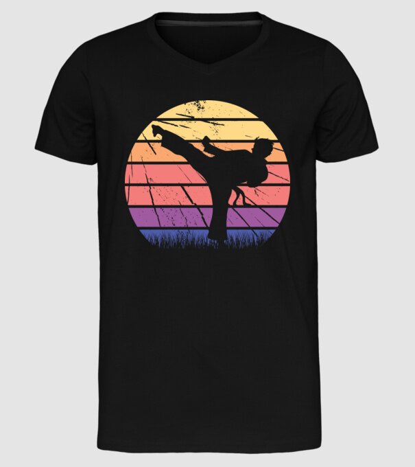 Karate Retro model negru pe tricou