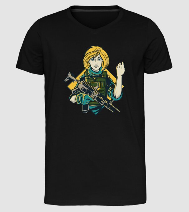 Fată Soldat model negru pe tricou