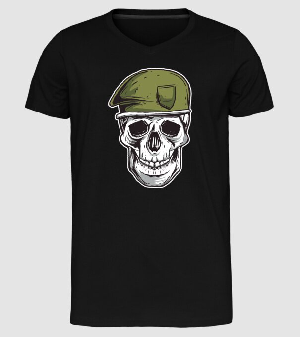 Craniu Soldat model negru pe tricou