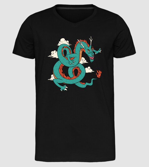 Dragon Chinez model negru pe tricou