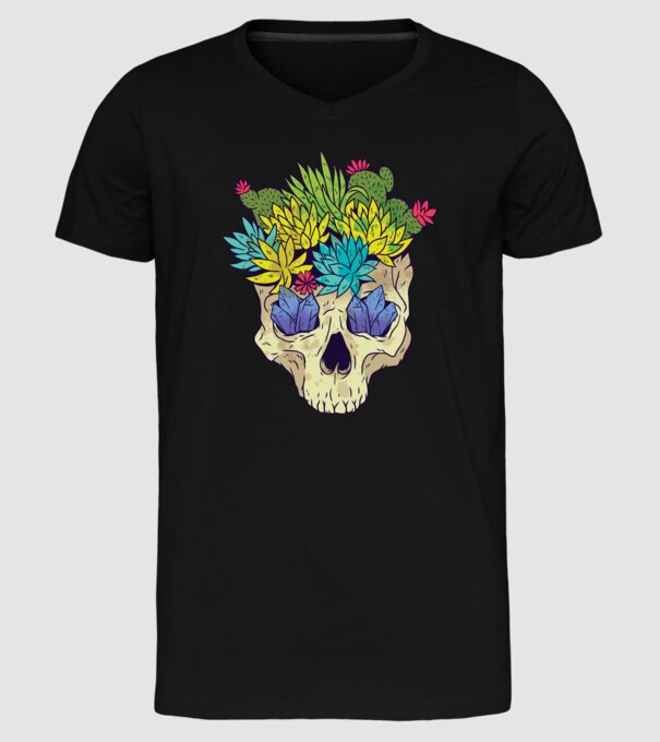 Craniu Cactuși model negru pe tricou
