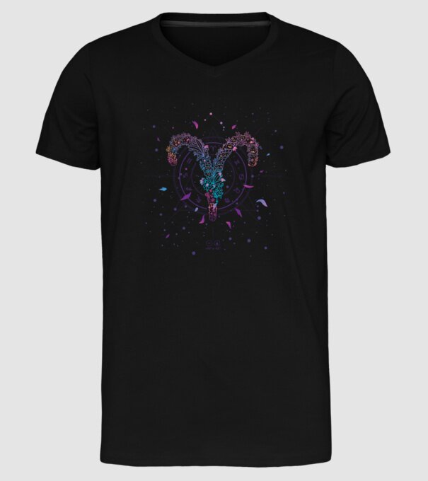 Aries Zodiac model negru pe tricou