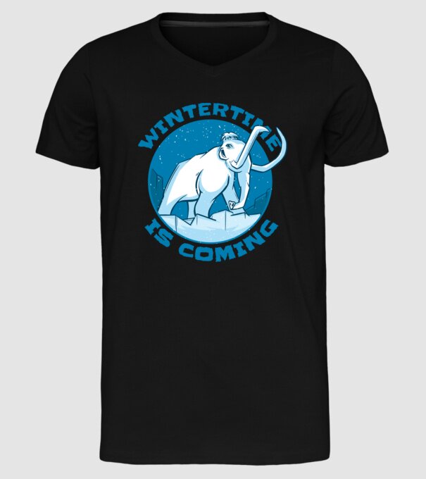 Vine Iarna Mamut model negru pe tricou