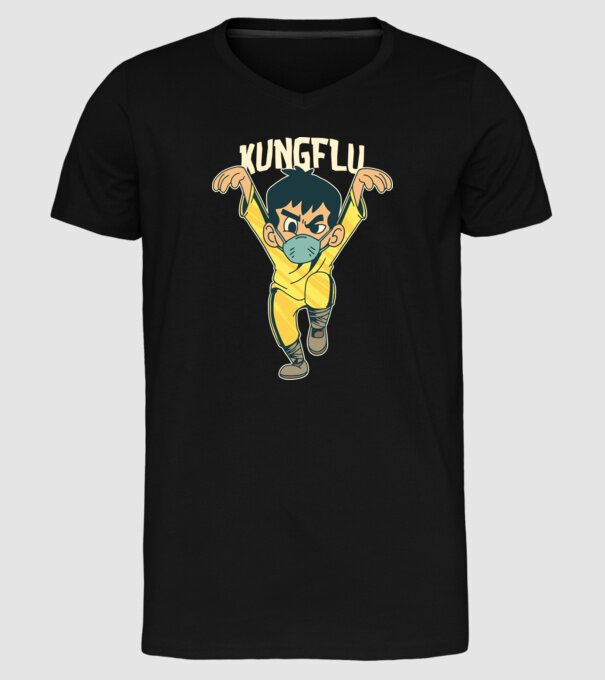 Kung Flu Coronavirus Karate model negru pe tricou