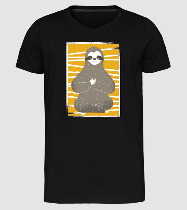 Yoga Leneș model negru pe tricou