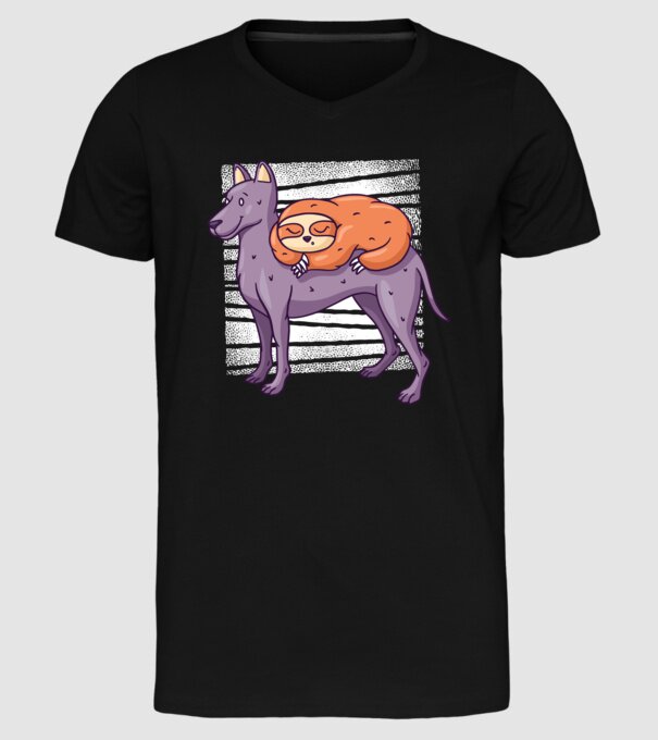 Leneș pe câine model negru pe tricou