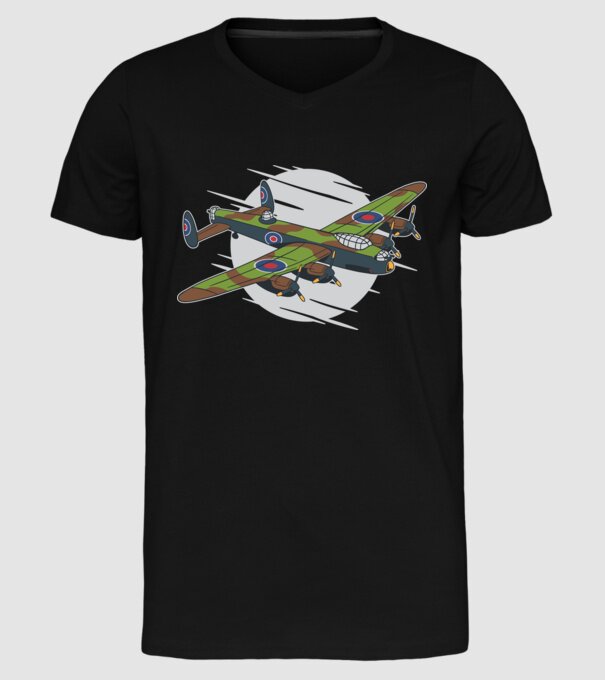 Avion bombardier Lancaster model negru pe tricou