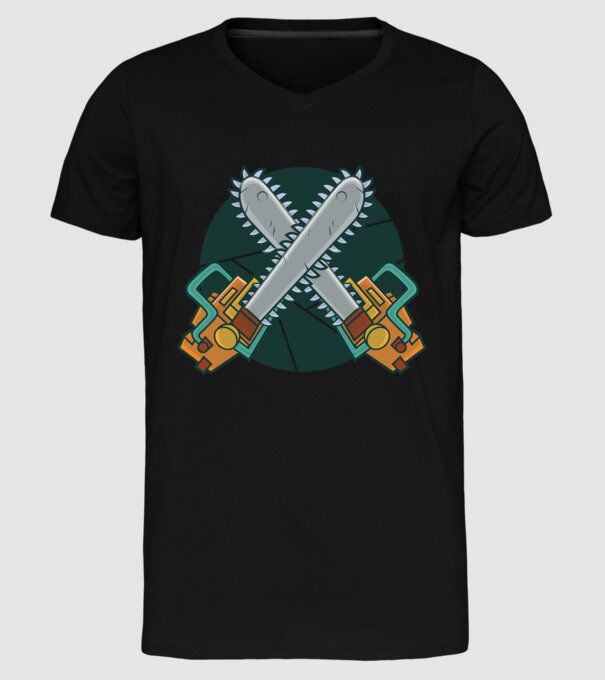 Drujbă tăietor de lemne model negru pe tricou