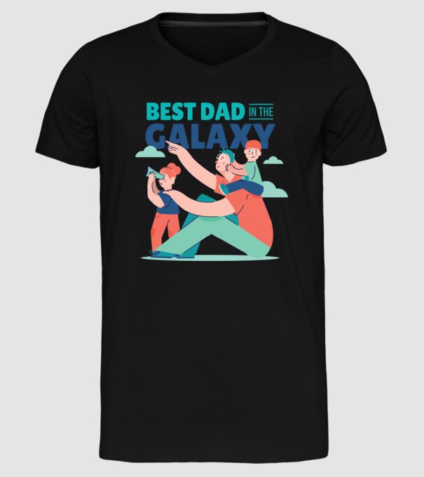Cel mai bun tată din Galaxie model negru pe tricou