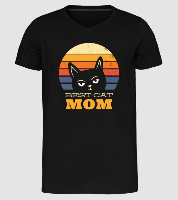 Cea mai bună mamă pisică model negru pe tricou
