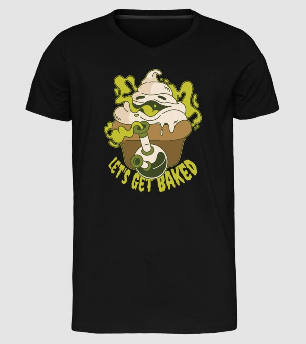 'Let''s Get Baked' model negru pe tricou