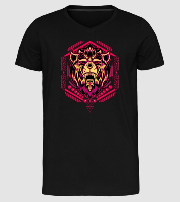 Lion geometry model negru pe tricou