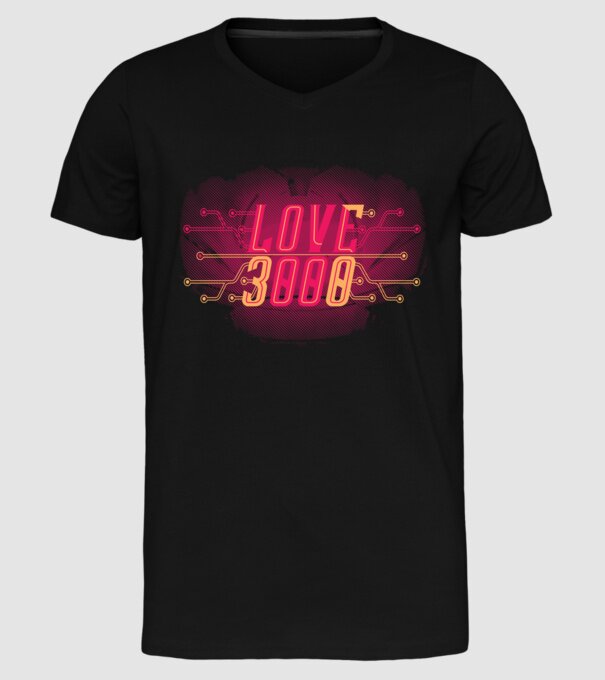 Love 3000 model negru pe tricou