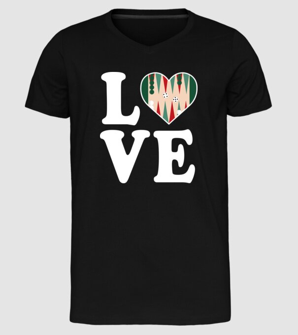 Love Backgammon model negru pe tricou