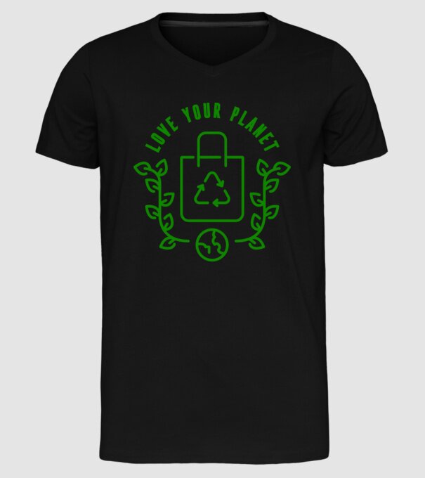 Love Your Planet - Ziua Pământului model negru pe tricou