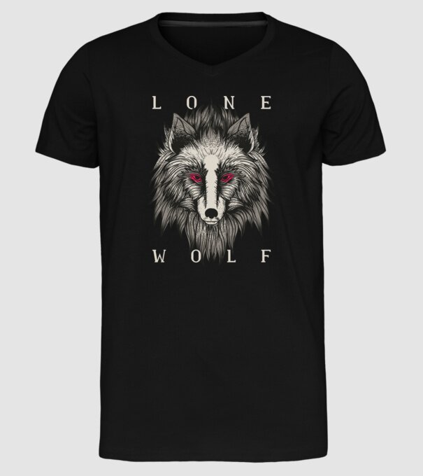 Lup Singuratic model negru pe tricou