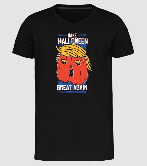 Make Halloween Great Again Trump model negru pe tricou