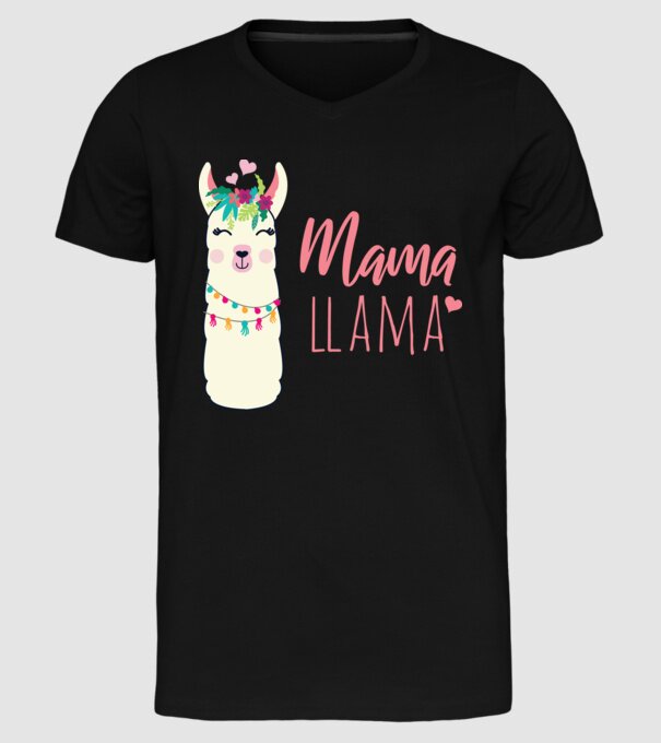 Mama Llama model negru pe tricou