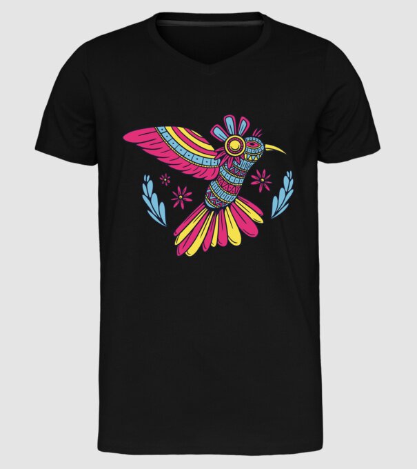 Mandala Colibri model negru pe tricou