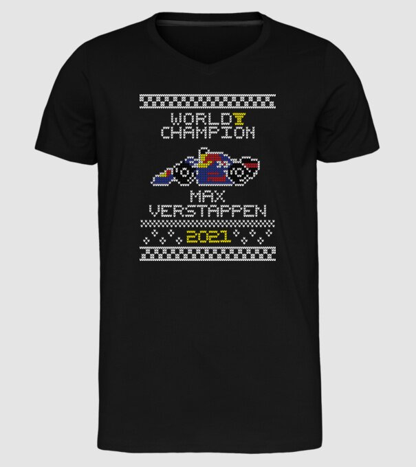 Max Verstappen campion mondial Formula 1 model negru pe tricou