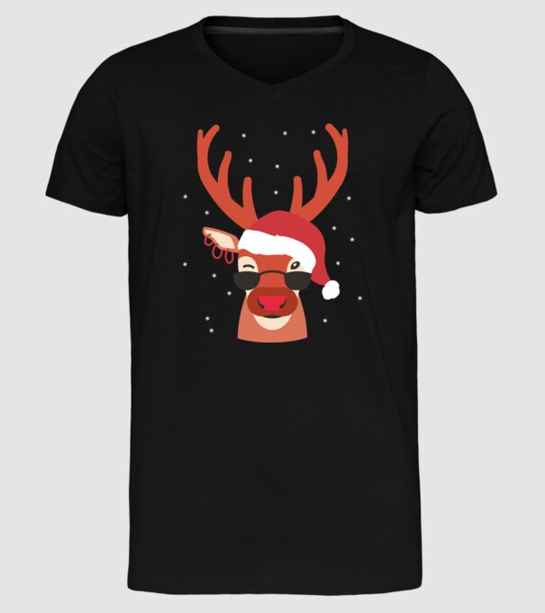 Ren cool de Crăciun model negru pe tricou
