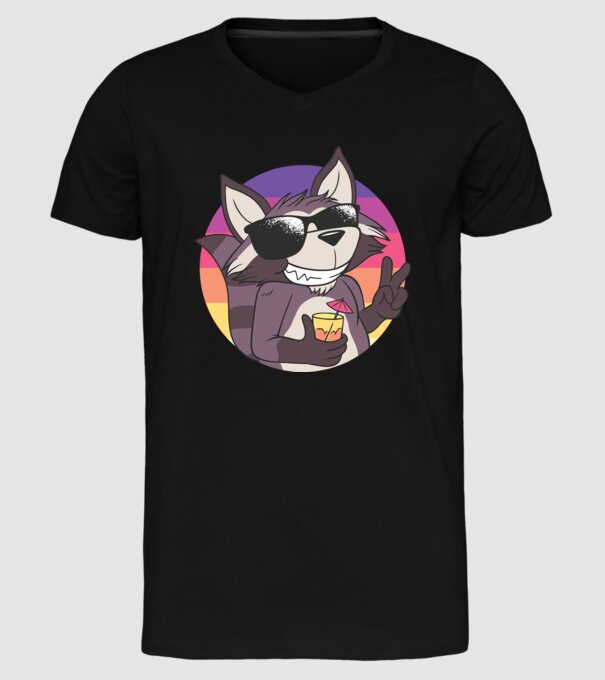 Raton cool model negru pe tricou
