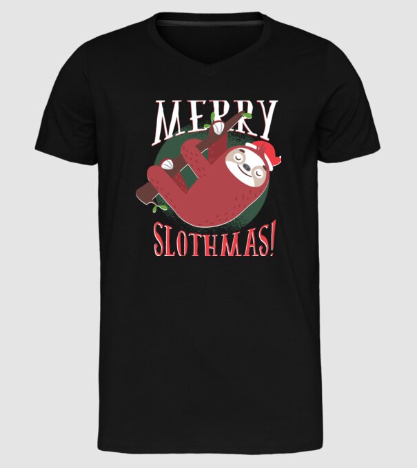 Merry Slothmas Crăciun cu Leneș model negru pe tricou