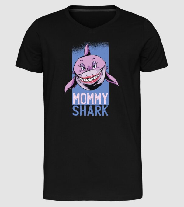 Mommy Shark tricou pentru mama model negru pe tricou