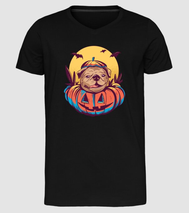 Mops Halloween model negru pe tricou