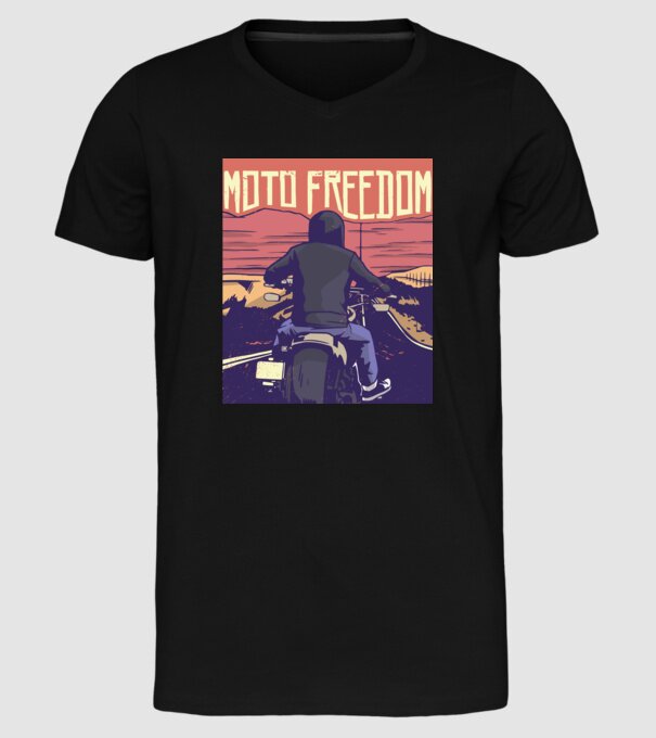 Libertate Motociclist model negru pe tricou