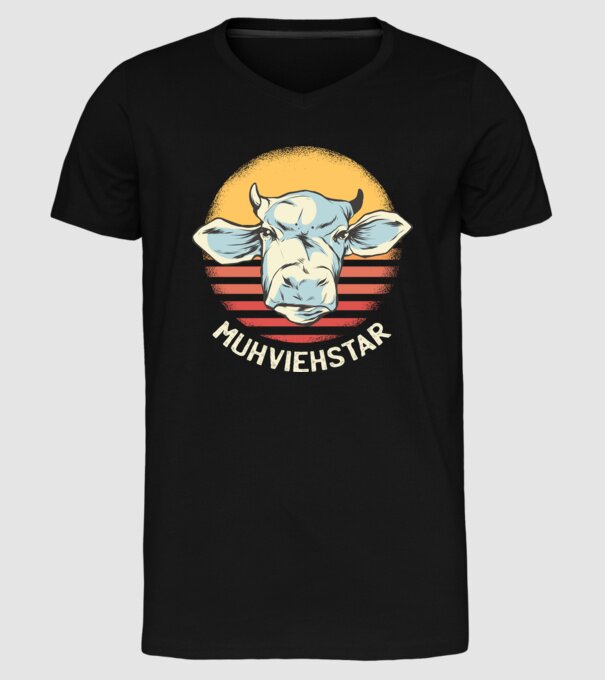 Vacă Muhviehstar model negru pe tricou
