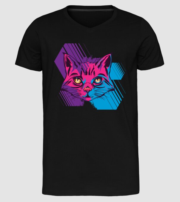 Pisică Neon model negru pe tricou