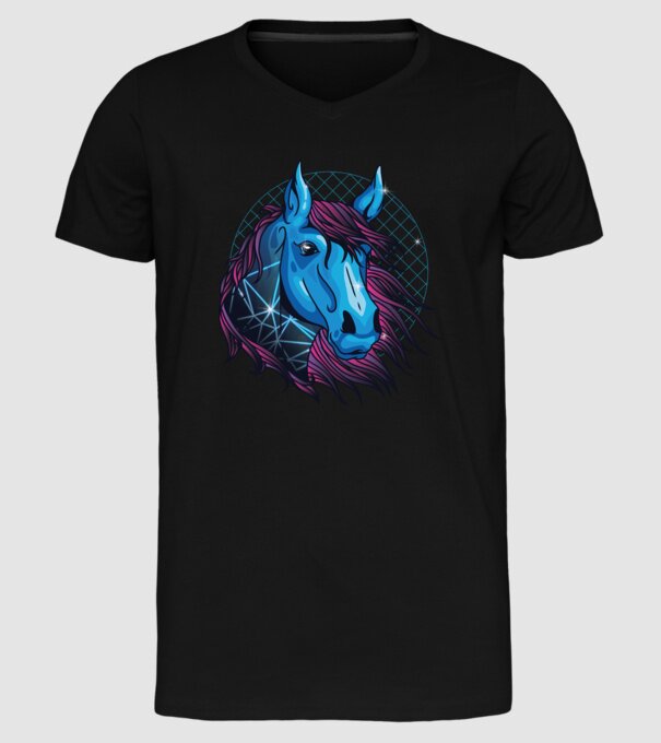 Cal neon pentru călăreți model negru pe tricou