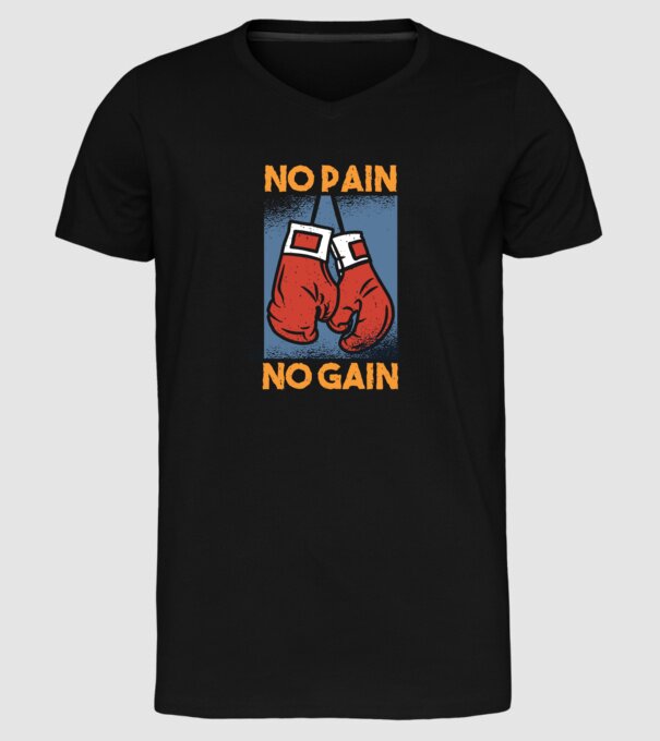 No pain no gain box model negru pe tricou
