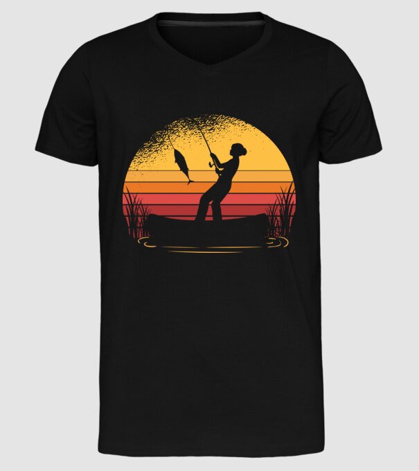 Femeie Pescar model negru pe tricou