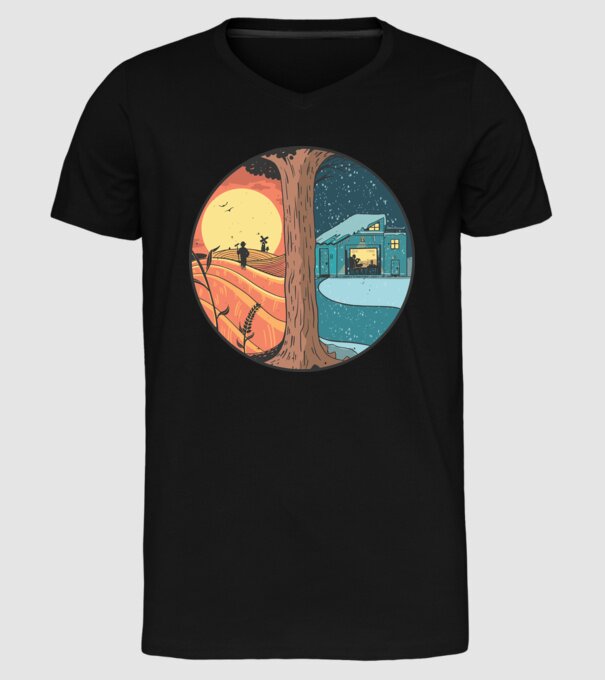 Vară vs iarnă model negru pe tricou