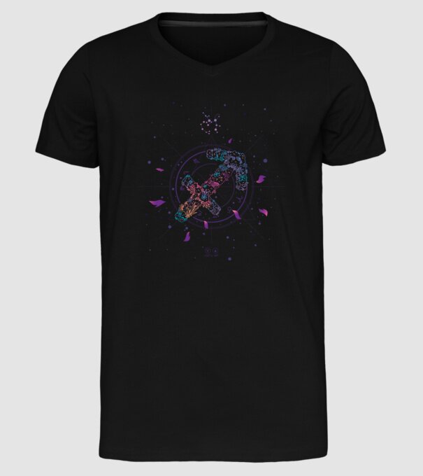 Saggitarius Zodiac model negru pe tricou