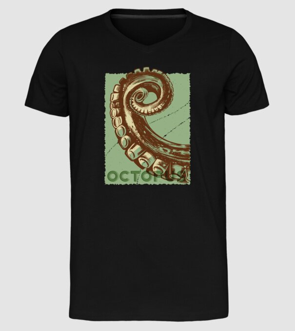 Caracatiță Octopus model negru pe tricou